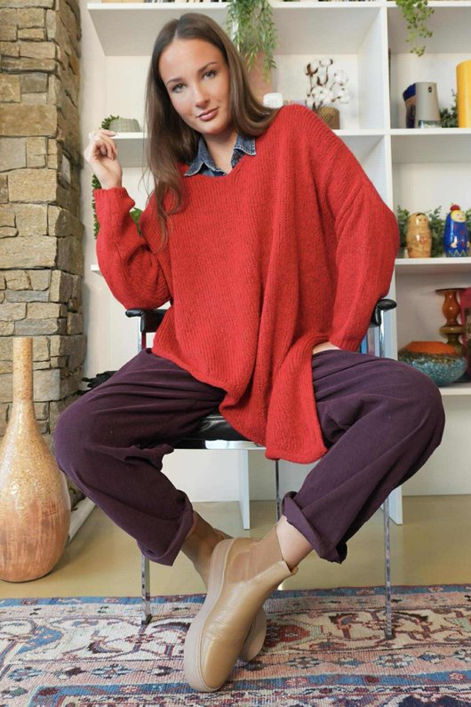  Big Softie Super Slant Knit Jumper Deep Ruby /9=